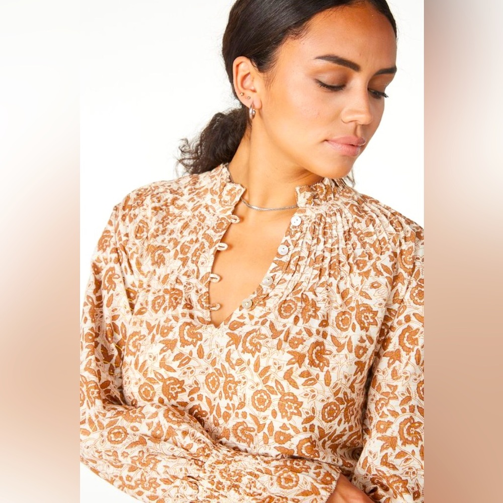 Like New Cleobella Reza Top - Neutral Block Print Sz M